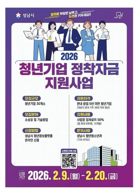 성남시, 청년 창업기업 임차료 50%...