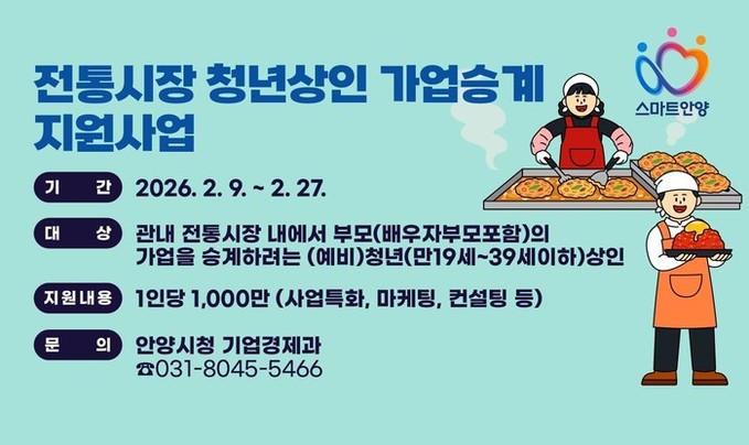 안양시, ‘전통시장 청년상인 가업승계’ 지원…시장에 활력 불어넣는다