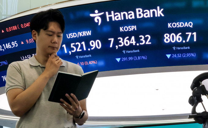 파랗게 질린 코스피, 2%대 하락… 코스닥 800선 밑으로